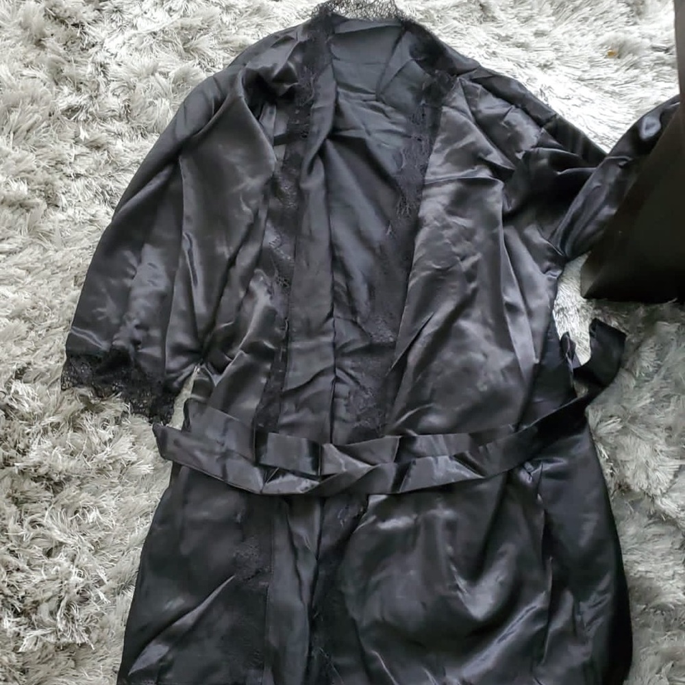 4PC  set Silk Robe Sleep Suit Womens Lace Satin - Picture 2 of 5